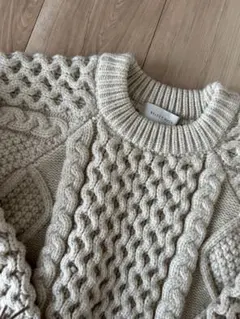 セレクトモカ　ヴィンテージライクケーブルニット アイボリー　フリーサイズ