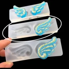 天使の羽　シリコンモールド　中　レジン　ぷっくり　パーツ　ハンドメイド