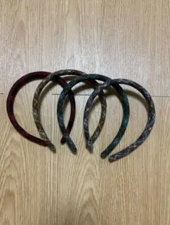 チェック柄 カチューシャ 4本セットのサムネイル