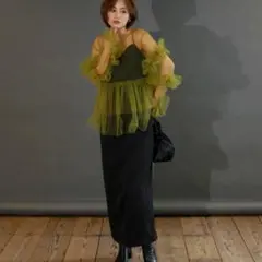 マイシャウティー フリルチュールトップ ブラウス 結婚式 お呼ばれ