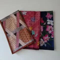 和風ハンカチ 3枚セット 花柄 幾何学模様