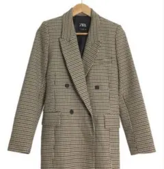 ZARA チェック柄 ダブルブレストジャケット