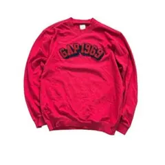 7AS1【GAP】ロゴ刺繍スウェット　赤　S 古着 used
