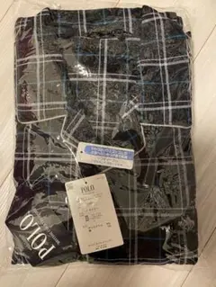 POLOキルド格子パジャマセット　ネイビーL