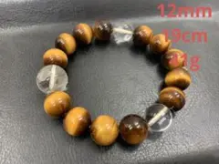 虎目石 水晶 数珠 龍 彫刻 タイガーアイ ブレスレット 12㎜玉 19cm