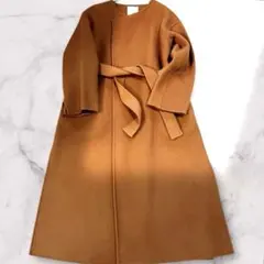 ★美品★Spick&Span ノーカラー ウール ロングコート 36