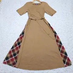 ブルーレーベルクレストブリッジ　ロングワンピース マキシ丈　38 M チェック