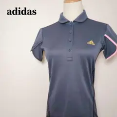 アディダス　左右異色袖ラインCLIMALITE丸襟ワンポイントロゴ入りポロシャツ