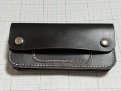ハンドメイド 茶芯 トラッカーウォレット ブラック 本革 1点のみ