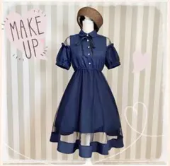 Bye Bye メッシュオフショル風チェックワンピース