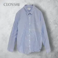 【COOSSHI クロッシー】　コットンシャツ　ブルー　　無地　ボタンダウン