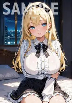 金髪 美女 イラスト A4 ポスター A121