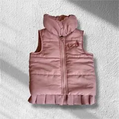【95】ピンク フリル付き　ダウンベスト ベビー服　キッズ　ダウンジャケット