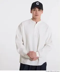 ワッフルラウンドヘンリーネックロンT