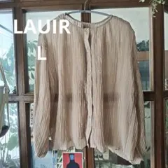 LAUIR ベージュ プリーツ 長袖シャツ　L 新品のサムネイル
