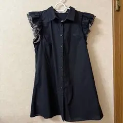 BURBERRY BLUE LABEL フリルブラウス チェック ブラック 38