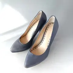 美品　ENZO ANGIOLINI 美脚プラットフォームパンプス ブルーグレーのサムネイル