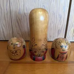 達磨こけし3体セット　Daruma Kokeshi Doll Set of 3