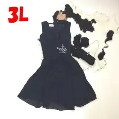 新品 定価4万 パーティードレス 紺 3L レディース 大きいサイズ