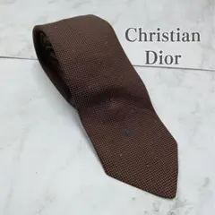 クリスチャンディオール　ネクタイ　茶色　ドット柄　レトロ【n295】