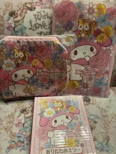 マイメロディポーチとミラー、ファイル3点セット