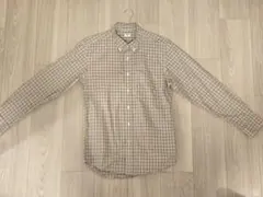 UNIQLO チェック柄 ボタンダウンシャツ 長袖 ベージュ XS