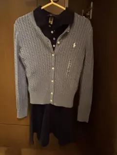 POLO Ralph Laurenブルーグレー カーディガンとワンピースのセット