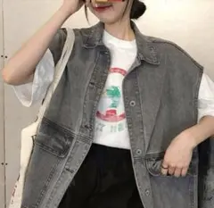 デニムSHEIN シーイン オーバーサイズ デニムベスト ワンサイズ
