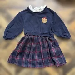 プティマイン　くま刺繍　長袖　ワンピース　110