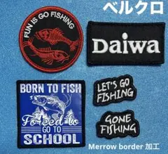 YAR001 ワイルド　フィッシング　刺繍＆プリント　パッチ　5種　ベルクロ