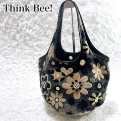 Think Bee! シンクビー 花柄 ビジュー セレナーデトートバッグ 黒のサムネイル