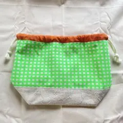 入園入学 グリーンチェック お弁当袋 ハンドメイド ナチュラル