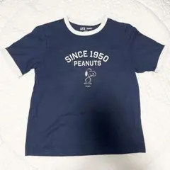 ユニクロ UT PEANUTS スヌーピー リンガーTシャツ S ネイビーのサムネイル