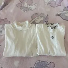 Mezzo pianoホワイト長袖 ハイネックカットソー