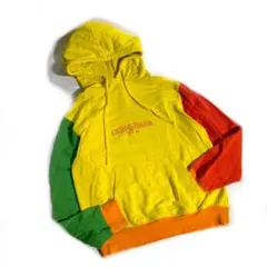 激レア ゲス スウェット パーカ フーディ 大きめ USA製 マルチカラー 刺繍