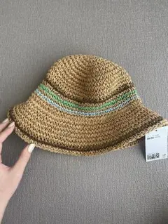 【タグ付き】H&M クロッシェライクストローハット　バケットハット 麦わら帽子
