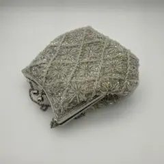 シルバー ビーズ刺繍 パーティーバッグ