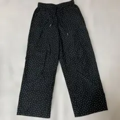 スタジオクリップ　ワイドパンツ黒✖️白ドット柄　フリーサイズ