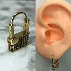 フープ ピアス 南京錠 ゴールド レインボー パープル ピンク イエロー 18g