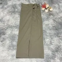 アンドドットノスタルジア（M）ラップスカート ロング丈 ベルト付 Iライン 上品