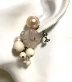 ヴィンテージ　お花　パール　イヤリング　レトロ