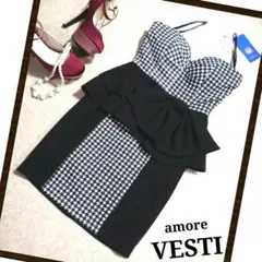 VESTI ソブレ 千鳥格子 ペプラムミニドレス