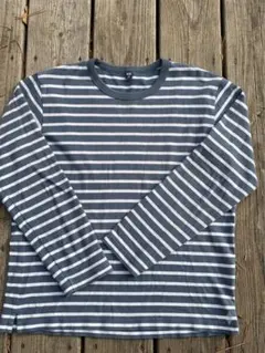 00s OLD UNIQLO ボーダー ロンT 短丈y2k ホワイト/ネイビーMのサムネイル
