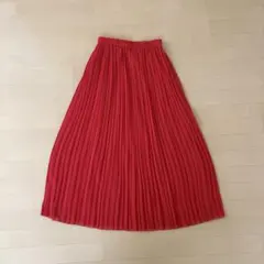 【美品】アローズビューティ&ユース　シアープリーツスカート 赤/レッド【日本製】