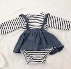 プティマイン ♡ボーダーロンパース レイヤード 靴下セット