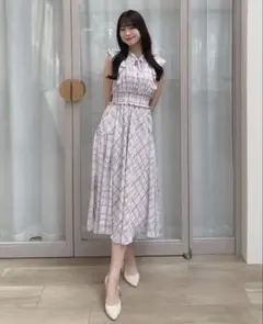 Anmille アンミール チェックレディop ワンピース ピンク