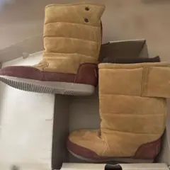 ベージュ 茶スエード 風ムートンブーツ　M