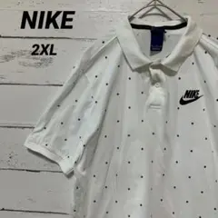 NIKE ナイキ ポロシャツ ホワイト ドット柄 プリントロゴ　2XLのサムネイル