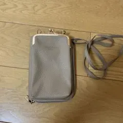 お値下げしました‼️グレー がま口 スマホショルダーバッグ