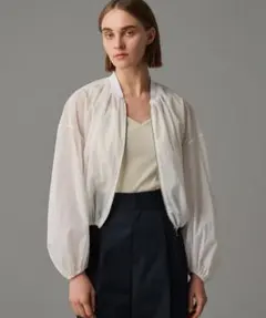 美品✨ 24SS アルアバイル シアーラミー混 ブルゾン ジップアップ 白 M